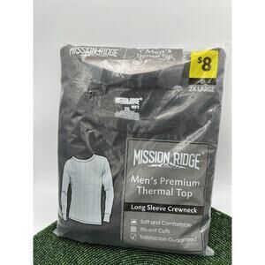 MEN'S MISSION RIDGE BLACK THERMAL LONG SLEEVE Crew neck TOP Size 2XL